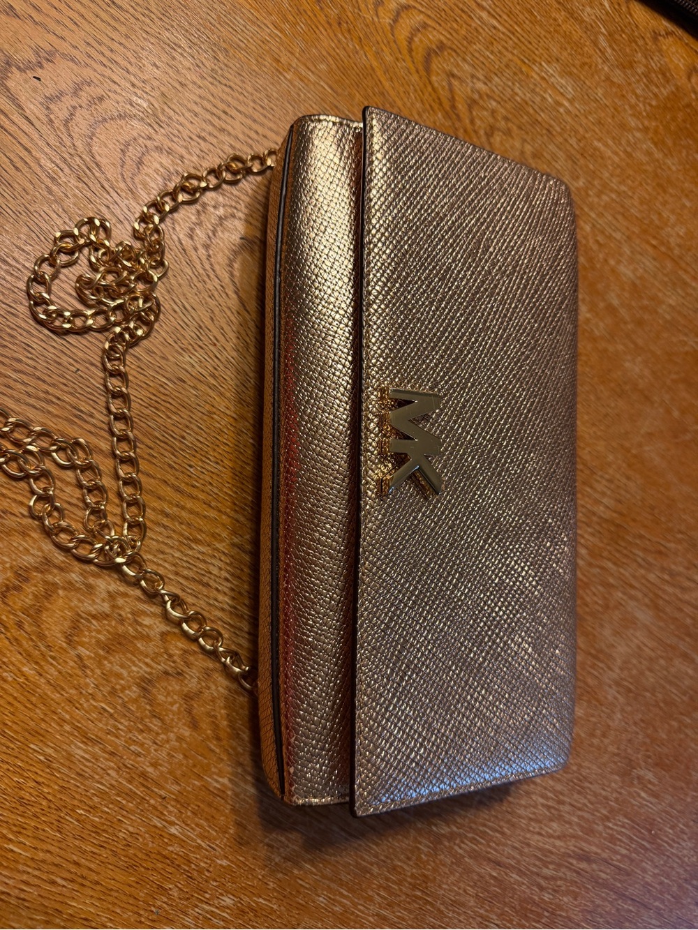 Michael Kors Metallic Gold Chain Crossbody Wallet